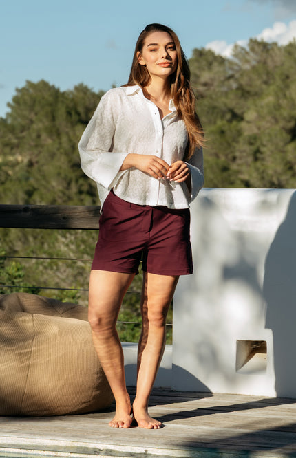 &Co woman Travel Short Posie Vintage Plum PA361 Stretchshop.nl