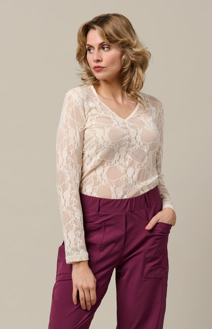 &Co woman Travel Broek Renza Plum PA435 Stretchshop.nl