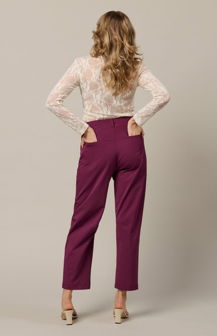 &Co woman Travel Broek Renza Plum PA435 Stretchshop.nl