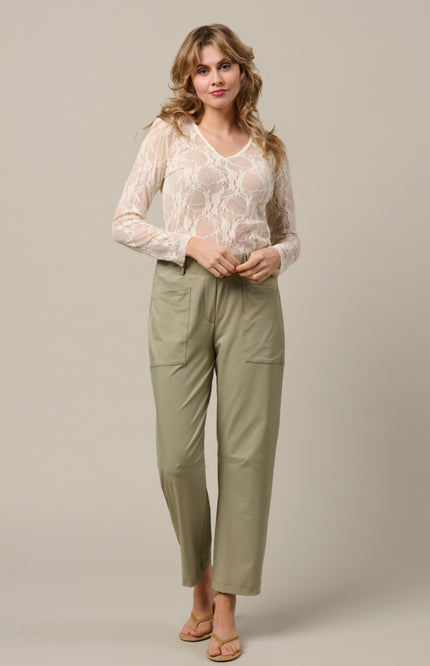 &Co woman Travel Broek Renza Khaki PA435 Stretchshop.nl
