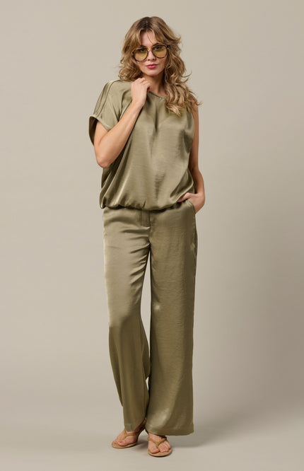 &Co woman Broek Kirsten Khaki PA436 Stretchshop.nl