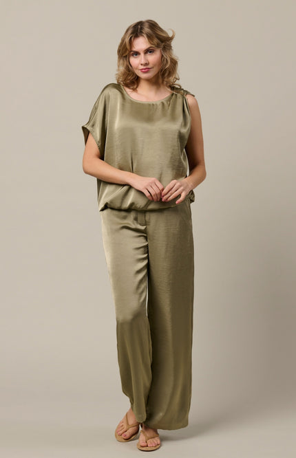 &Co woman Broek Kirsten Khaki PA436 Stretchshop.nl