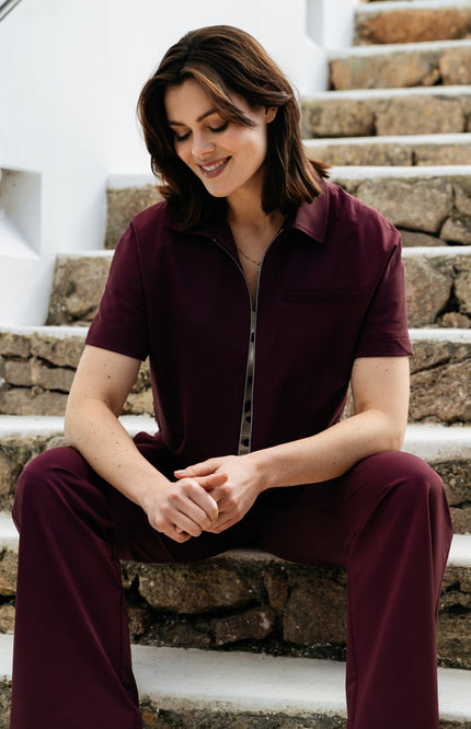 &Co woman Travel Broek Patrice Plum PA264 Stretchshop.nl