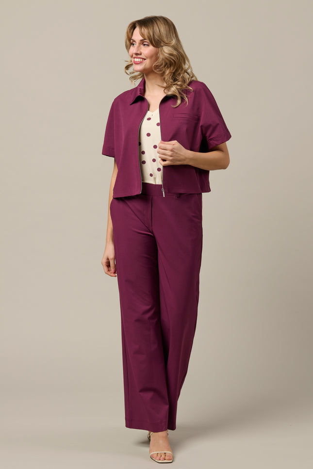 &Co woman Travel Broek Patrice Plum PA264 Stretchshop.nl