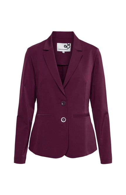 &Co woman Travel Blazer Phileine Plum BZ110-2 Stretchshop.nl