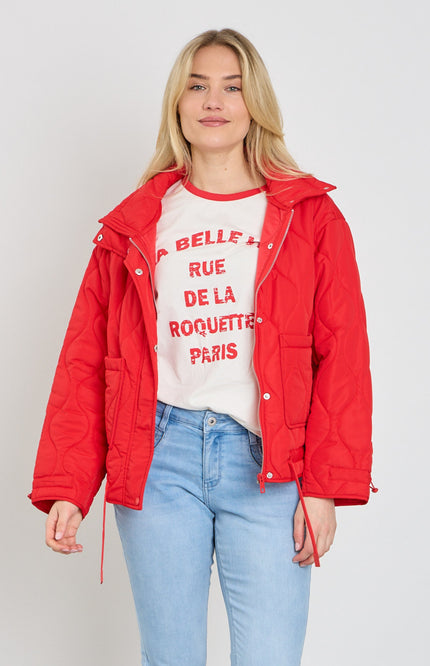 Freequent T-shirt Fqfenjal Star Offwhite True Red 207658 Stretchshop.nl