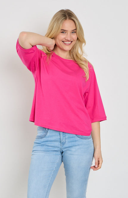 Freequent T-shirt Fqcomte Fuchsia Purple 208172 Stretchshop.nl