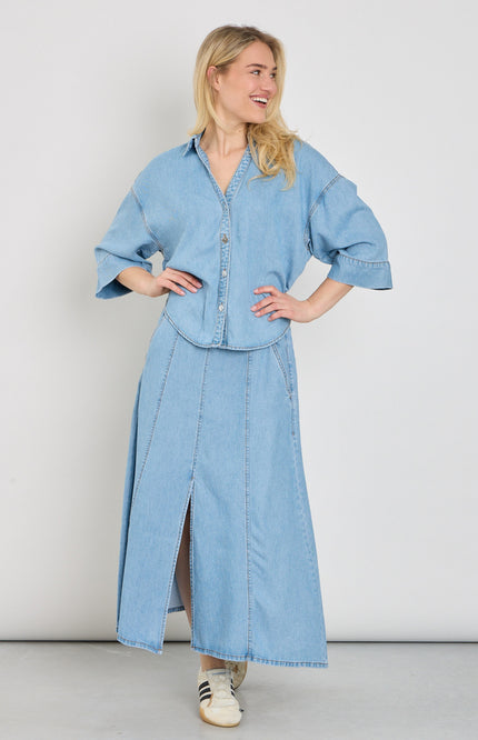 Freequent Rok Fqmilo Light Blue Denim 208292 Stretchshop.nl