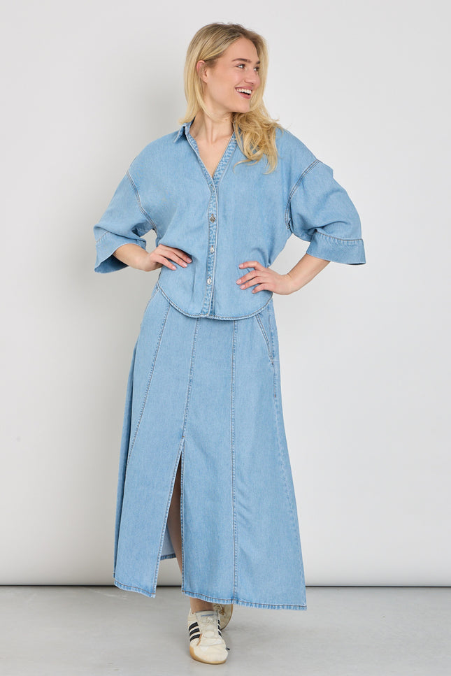 Freequent Rok Fqmilo Light Blue Denim 208292 Stretchshop.nl