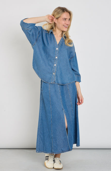 Freequent Rok Fqmilo Medium Blue Denim 208292 Stretchshop.nl
