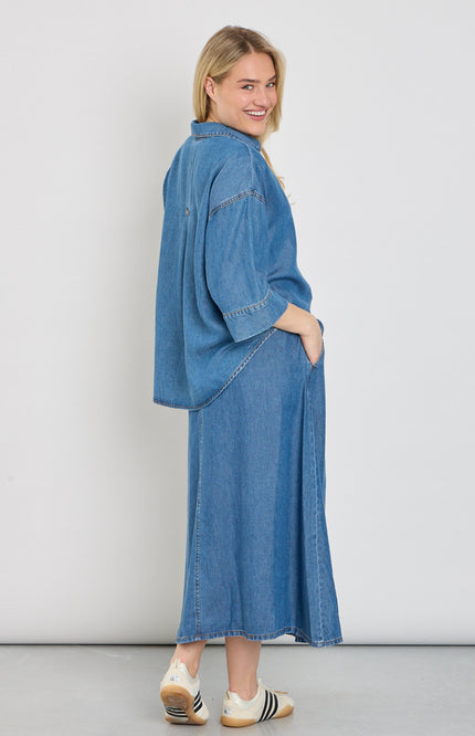 Freequent Rok Fqmilo Medium Blue Denim 208292 Stretchshop.nl