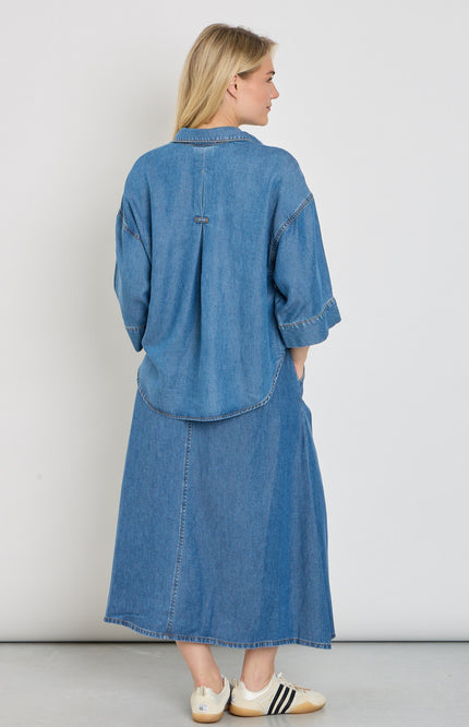 Freequent Rok Fqmilo Medium Blue Denim 208292 Stretchshop.nl