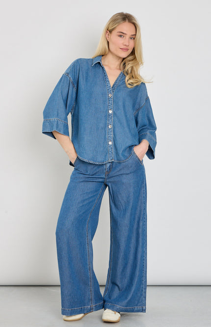 Freequent Broek Fqmilo Medium Blue Denim 208302 Stretchshop.nl