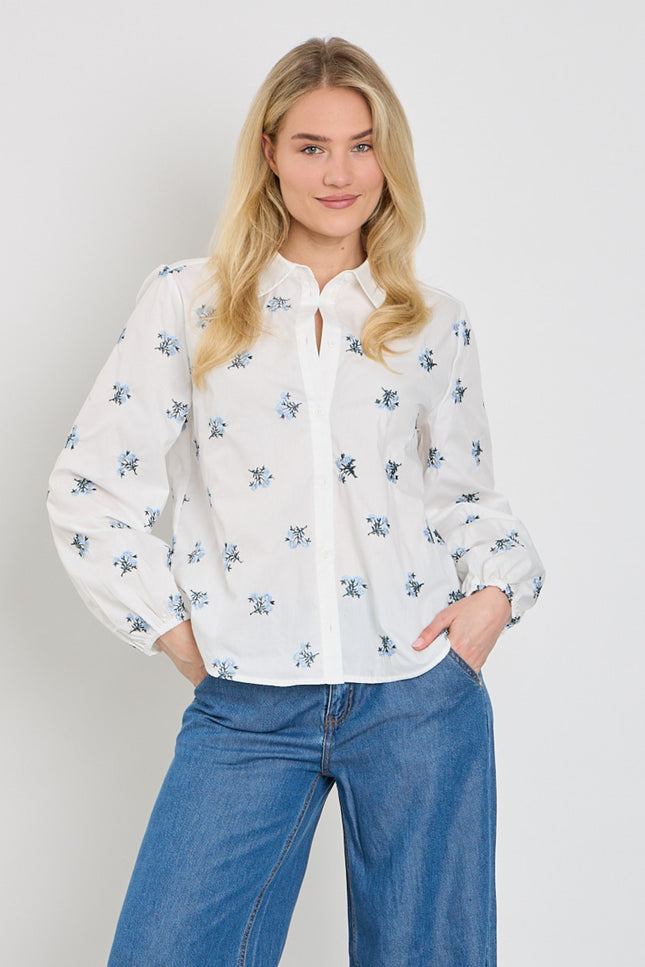 Freequent Blouse Fqleila Star Offwhite Vista Blue 207433 Stretchshop.nl