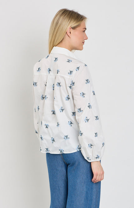 Freequent Blouse Fqleila Star Offwhite Vista Blue 207433 Stretchshop.nl