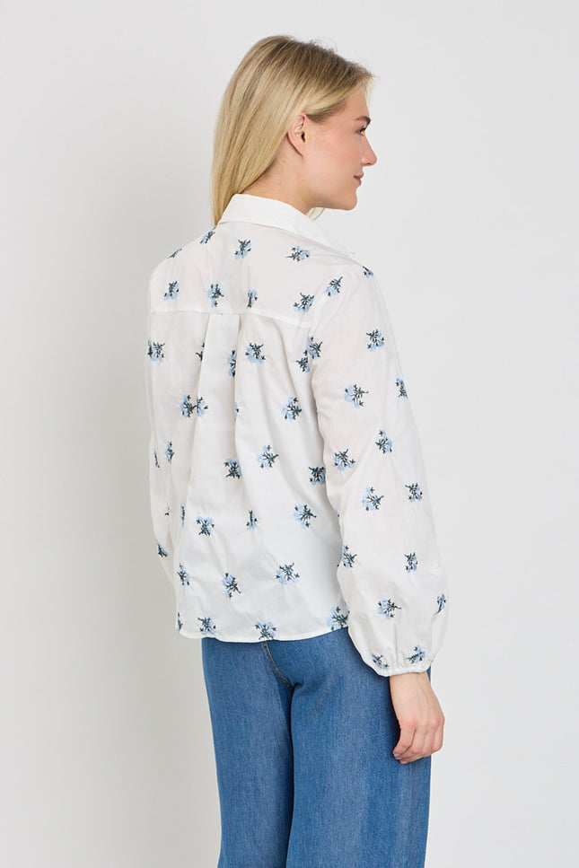 Freequent Blouse Fqleila Star Offwhite Vista Blue 207433 Stretchshop.nl