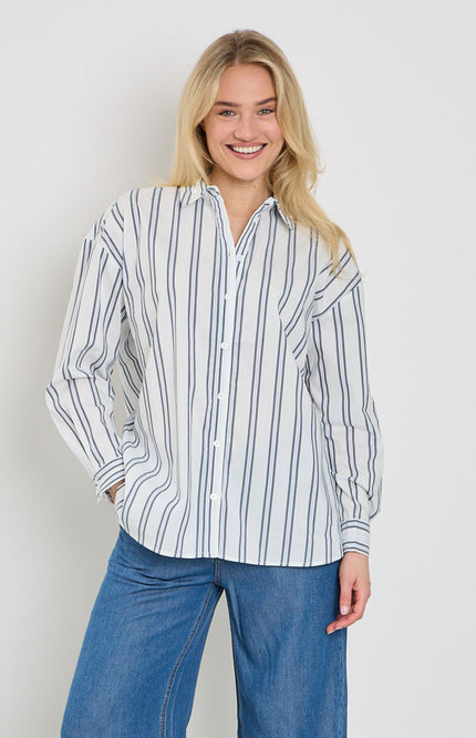 Freequent Blouse Fqfina Star Offwhite Navy Blazer 207500 Stretchshop.nl