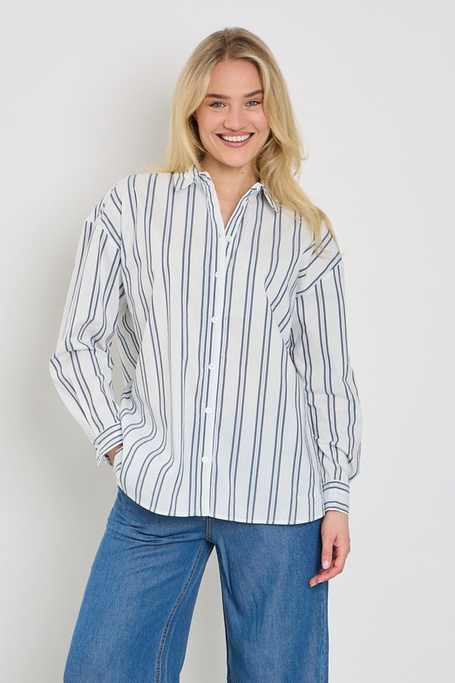Freequent Blouse Fqfina Star Offwhite Navy Blazer 207500 Stretchshop.nl