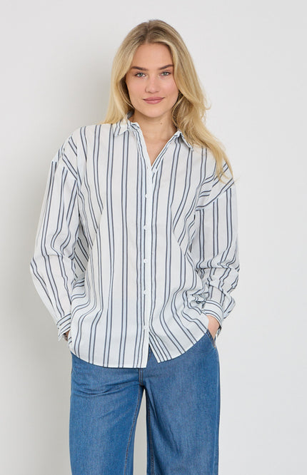 Freequent Blouse Fqfina Star Offwhite Navy Blazer 207500 Stretchshop.nl