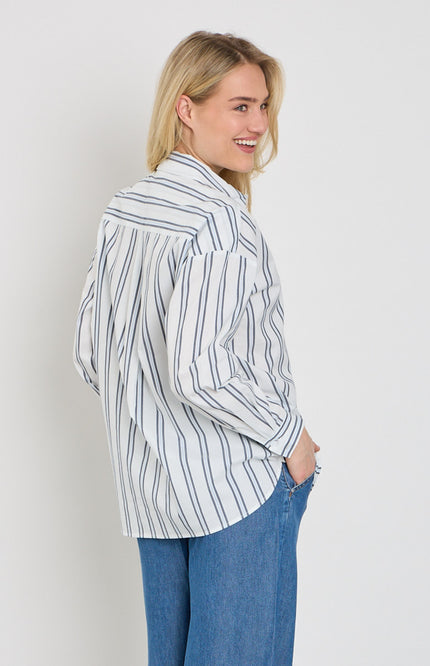 Freequent Blouse Fqfina Star Offwhite Navy Blazer 207500 Stretchshop.nl