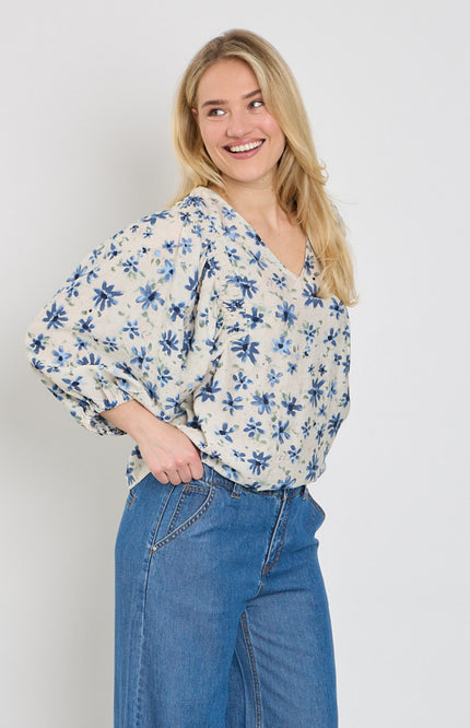 Freequent Blouse Fqjovi Moonbeam Vintage Indigo 208165 Stretchshop.nl