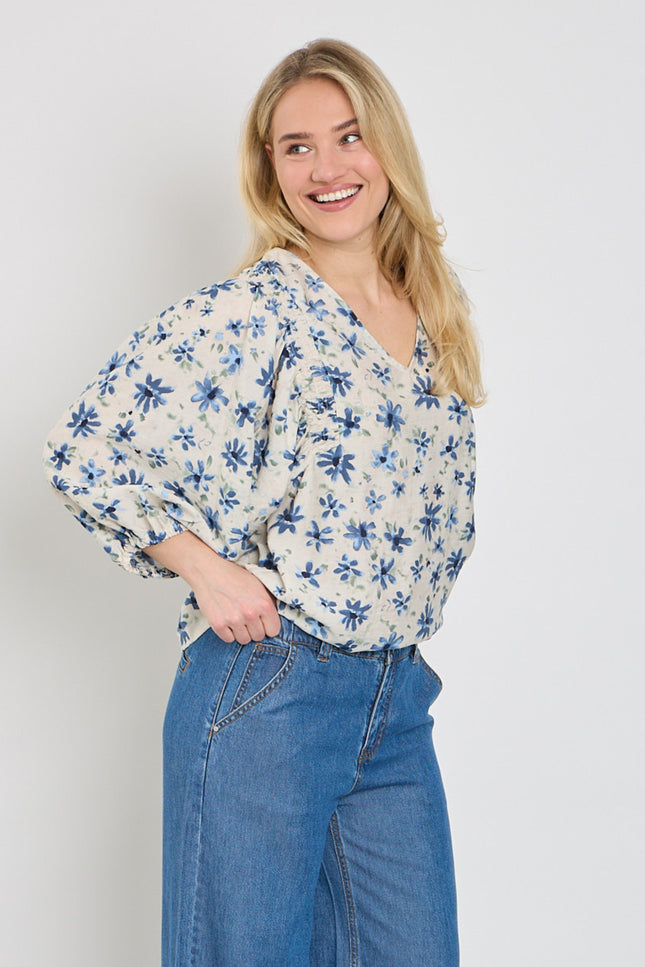 Freequent Blouse Fqjovi Moonbeam Vintage Indigo 208165 Stretchshop.nl