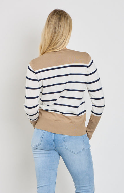 Freequent Trui Fqkatie Silver Mink Star Offwhite 207512 Stretchshop.nl
