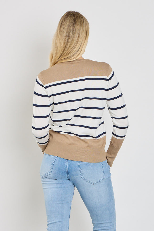 Freequent Trui Fqkatie Silver Mink Star Offwhite 207512 Stretchshop.nl