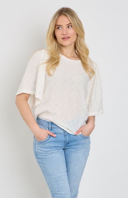 Freequent Blouse Fqkiona Star Offwhite 207310 Stretchshop.nl