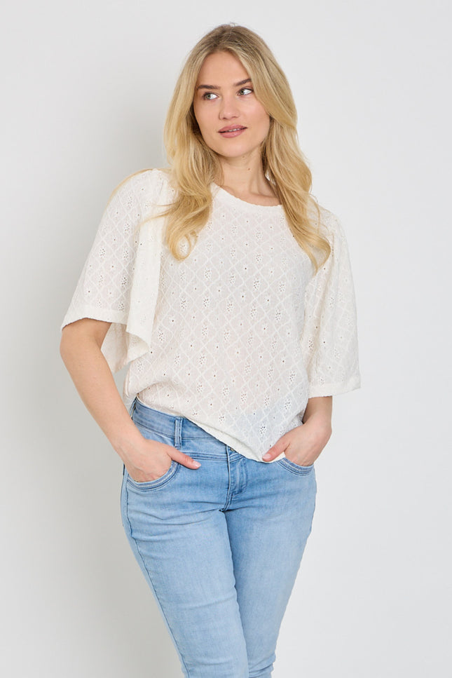 Freequent Blouse Fqkiona Star Offwhite 207310 Stretchshop.nl