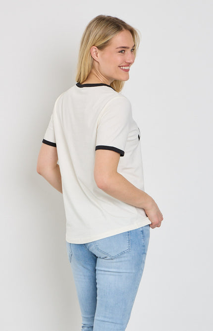 Freequent T-shirt Fqfenjal Star Offwhite Black 207658 Stretchshop.nl