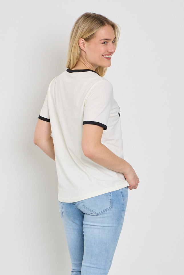 Freequent T-shirt Fqfenjal Star Offwhite Black 207658 Stretchshop.nl