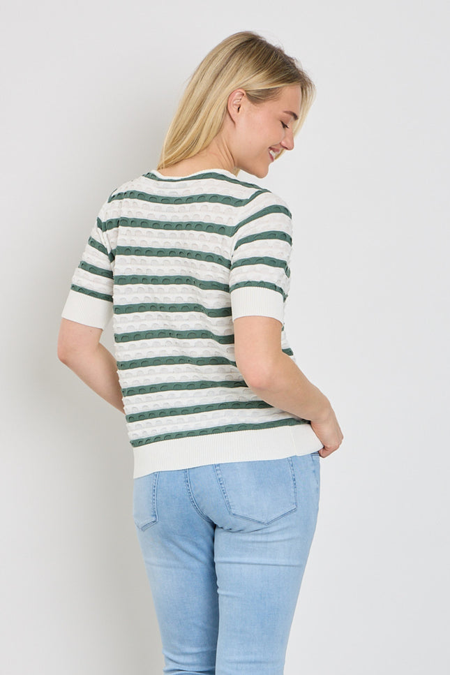 Freequent Trui Fqdodo Stripe Star Offwhite Dark Forest 207671 Stretchshop.nl