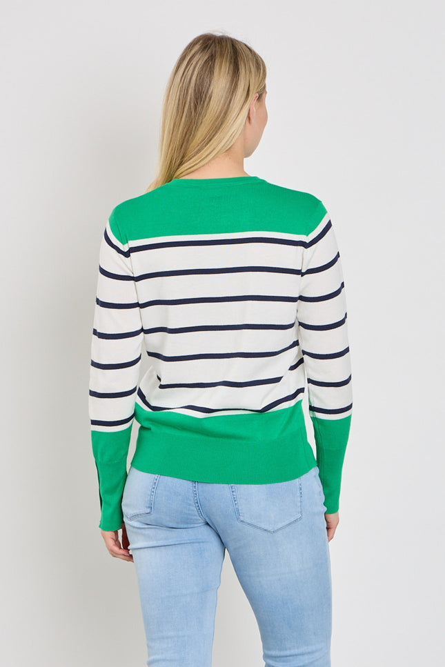 Freequent Trui Fqkatie Bright Green Star Offwhite 207512 Stretchshop.nl