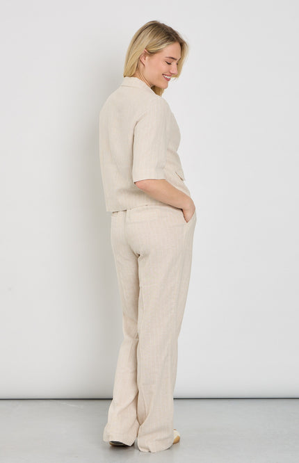 Red Button Broek Claudette Linen Visco Pinstripe Pebble SRB4915 L33 Stretchshop.nl