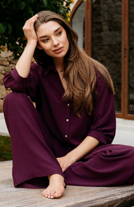 &Co woman Broek Julie Plum PA443 Stretchshop.nl