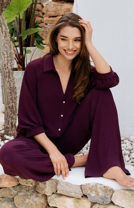 &Co woman Broek Julie Plum PA443 Stretchshop.nl