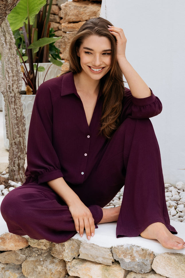 &Co woman Broek Julie Plum PA443 Stretchshop.nl