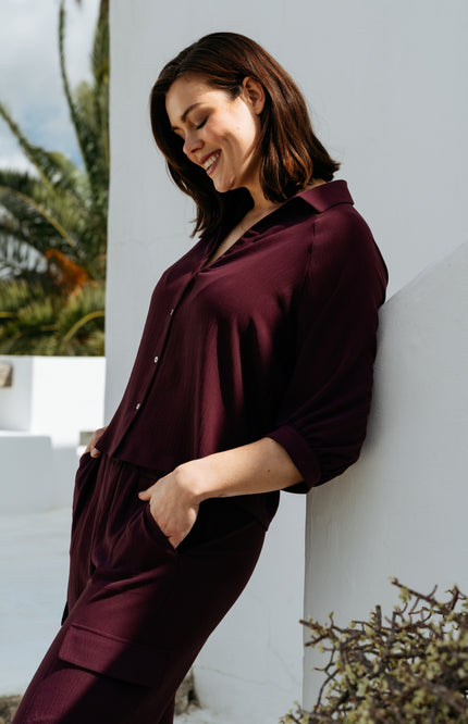 &Co woman Broek Mandy Plum PA444 Stretchshop.nl