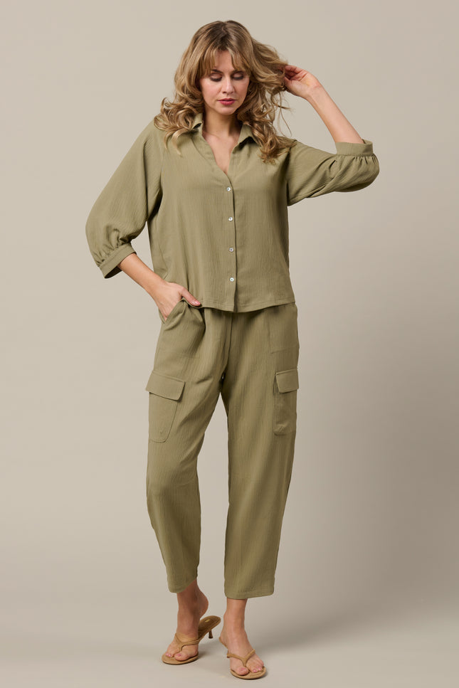 &Co woman Broek Mandy Khaki PA444 Stretchshop.nl