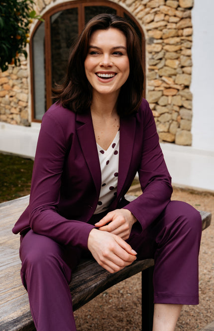 &Co woman Travel Broek Parella 7/8 Plum PA445 Stretchshop.nl