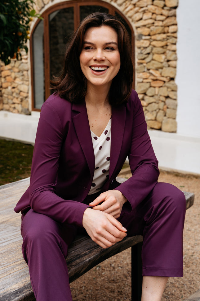 &Co woman Travel Broek Parella 7/8 Plum PA445 Stretchshop.nl