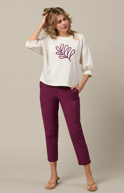 &Co woman Travel Broek Parella 7/8 Plum PA445 Stretchshop.nl