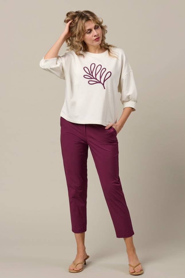 &Co woman Travel Broek Parella 7/8 Plum PA445 Stretchshop.nl