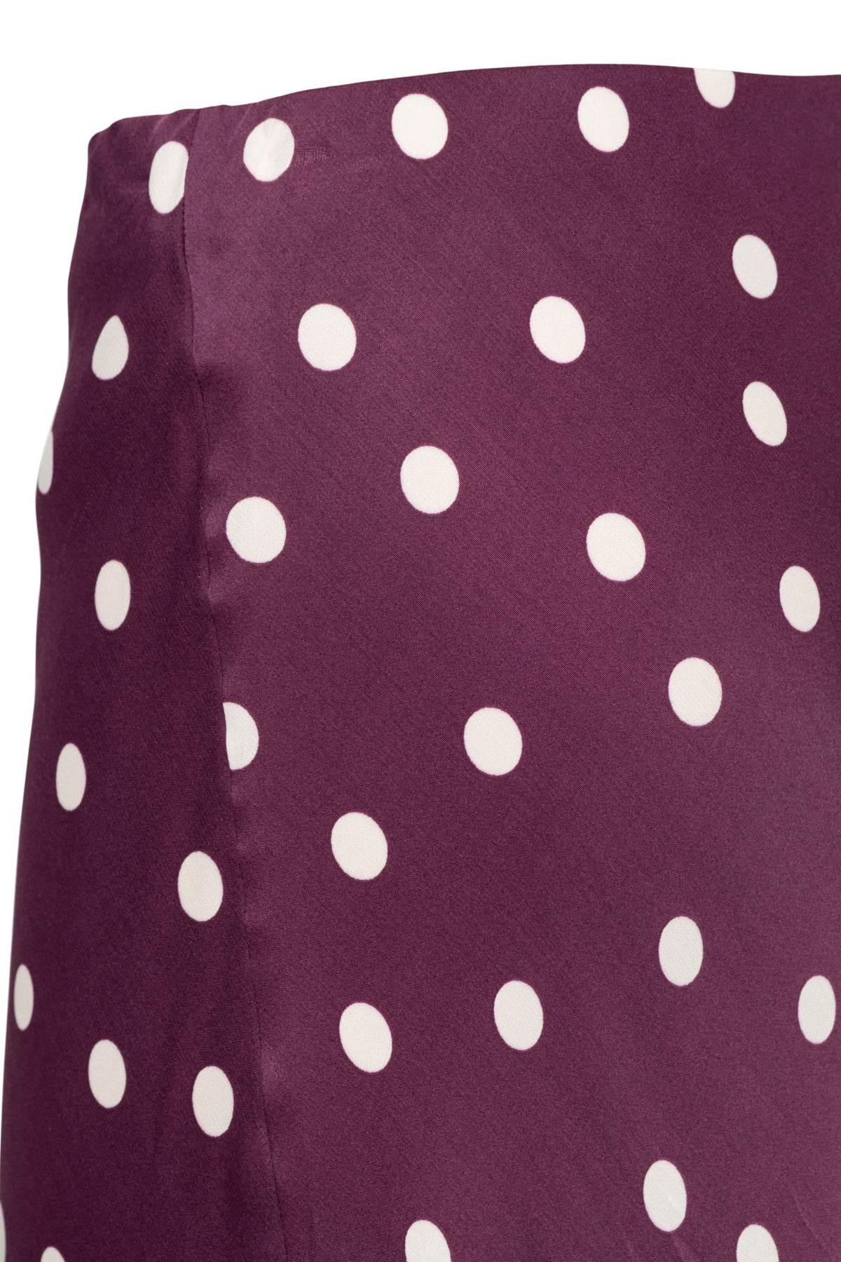 Lichte paarse rok Bibbi Dot van &Co woman met multicolore stippen en vloeiende stof, gelegen op een witte achtergrond.