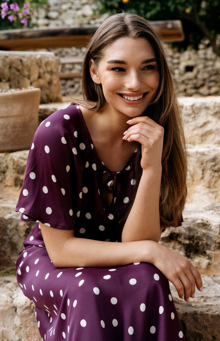&Co woman Rok Bibbi Dot Plum Multi SK180 Stretchshop.nl