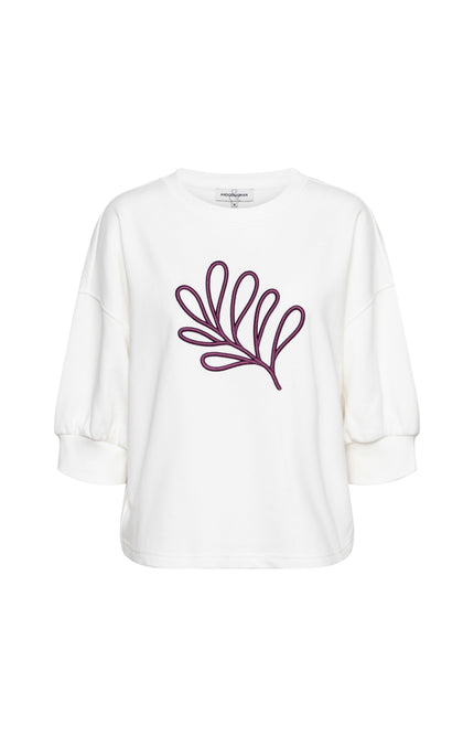 &Co woman Top Leaf Offwhite SW136 Stretchshop.nl