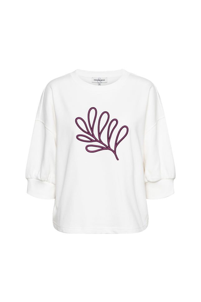 &Co woman Top Leaf Offwhite SW136 Stretchshop.nl