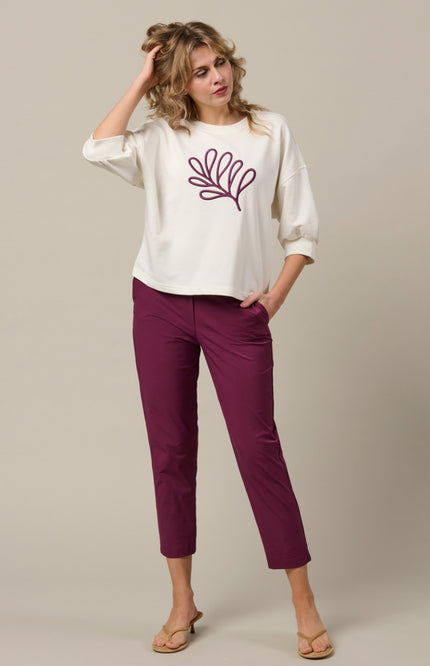 &Co woman Top Leaf Offwhite SW136 Stretchshop.nl