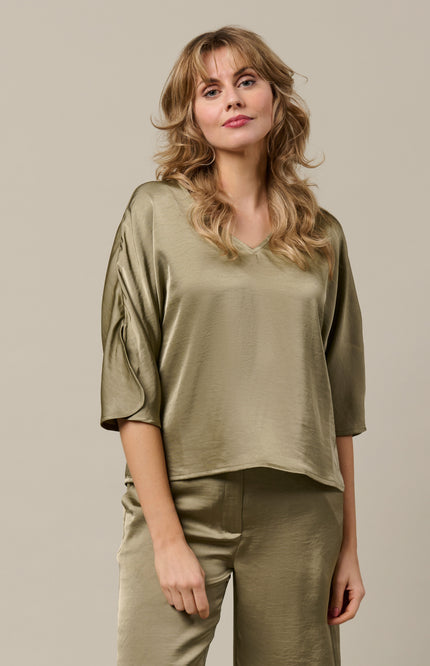 &Co woman Top Kiki Khaki TO357 Stretchshop.nl